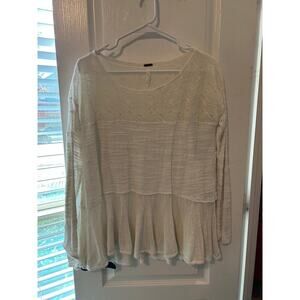 Free People off-white pullover long sleeve top ethereal ballet core,cottage core